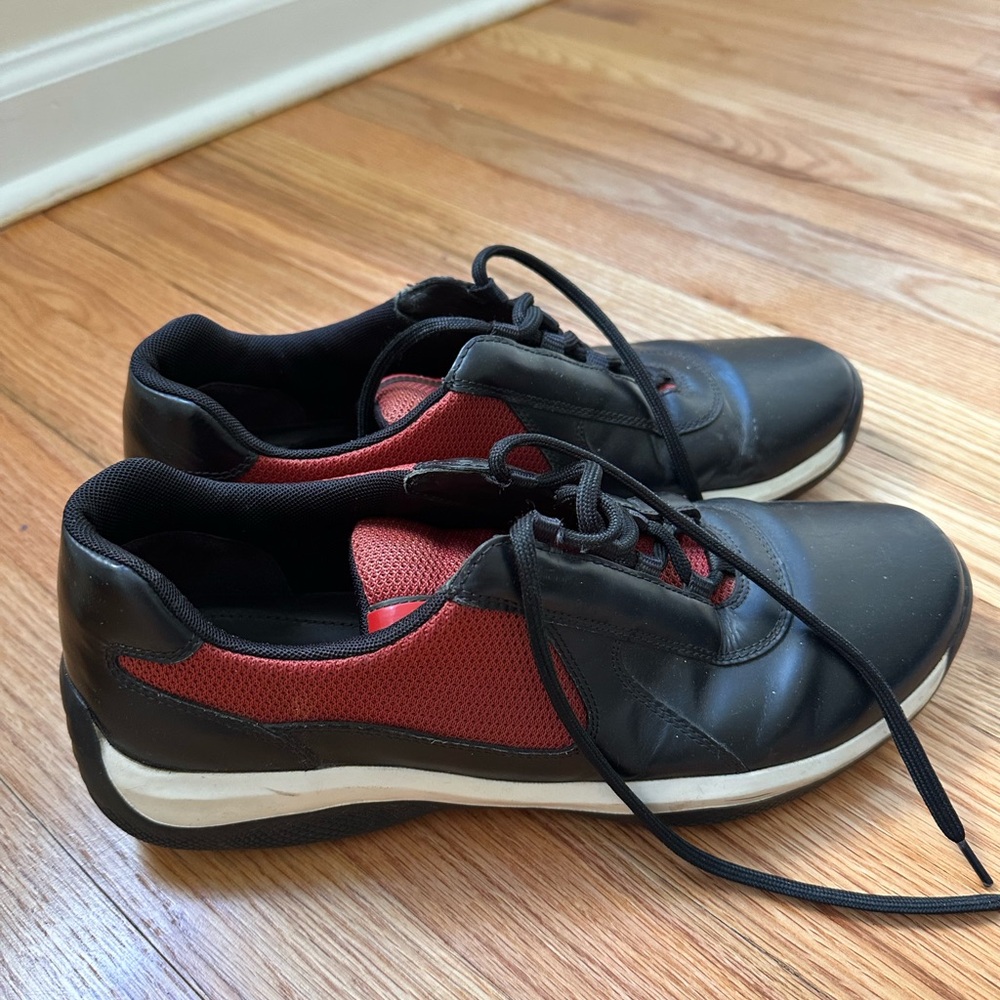 Prada Black and Red Men's Sneakers
